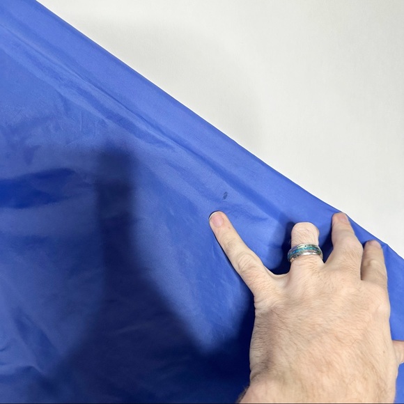 Vtg Atlantic Traders Sz M Jacket Windbreaker Blue 21x26” Hidden Hood - Picture 4 of 13